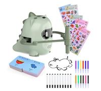 MMOBIEL Kids Drawing Robot Educational Dino Doodle Bot with 200 Drawing Cards, 100 Stickers, Voice Guidance, 22 Markers & USB-C Rechargeable Battery - Creative Learning Gift for Ages 3-9 - Green