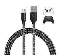 MMOBIEL Micro-USB Cable 9.8ft (3m) 2-Pack Braided Nylon USB-A to Micro-B, 18W Fast Charge & 480Mbps Data (Black/White) - Replacement Micro for Xbox Controllers