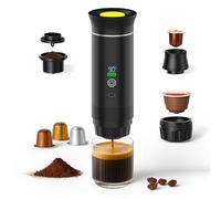 MMOBIEL Portable Coffee Maker Electric Travel Espresso Machine - Anti-Slip Base, Self-Heating & USB-C Rechargeable - Compatible with Ground Coffee & Capsules for Travel, Camping, Home, Car,Office