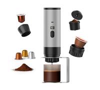 MMOBIEL Portable Coffee Maker Electric Travel Espresso Machine with Stand, Self-Heating & USB-C Rechargeable - Compatible with Ground Coffee & Capsules for Travel, Camping, Home, Car, Office