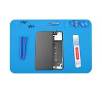 MMOBIEL Soldering and Repair Mat Silicone - 30 x 20 cm Heat-Resistant up to 500°C (932°F) -Workbench Mat for Soldering, Cell Phone and Electronics - Silicone Mat with Heat Insulation - Blue