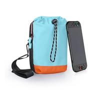 MMOBIEL Travel Crossbody Bag for Nintendo Switch 2 Shoulder Sling Backpack with Drawstring Front Pocket for Joy-Cons, Console & Accessories - Portable Storage Bag - Carrying Case - Blue/Orange
