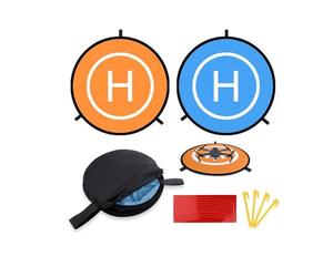 MMOBIEL Universal Drone Landing Pad Waterproof Helipad 55cm/21.6 inch Double Sided Orange/Blue for RC Drones Helicopter DJI Mavic Mini 2 / Zoom/Air Fly 2 / Phantom/Incl. Reflection Tape and Pegs
