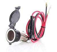 MMOBIEL Universal Waterresistant 12V 120W Car Motorcycle High Speed Cigarette Lighter Power Plug Socket with Closing Cap incl wiring connection Kit for Boat Motorbike Mower Tractor RV ATV Car