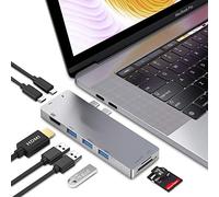 MMOBIEL USB C Hub - USB C Adapter to HDMI, 2x USB-C, 3x USB 3.0 and SD/TF Card Reader - 8 Ports Hub - Compatible with MacBook, iPad, Notebook, Chromebook and other Type C Models - Aluminium