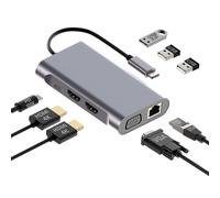 MMOBIEL USB-C to Dual HDMI Hub - 8-in-1 USB-Hub & 100W PD Adapter - Aluminum
