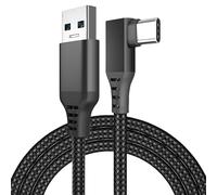 MMOBIEL VR Link Cable USB-A to USB-C, 9.8 ft (3m) Black Nylon Braided, 90° Type-C Connector - 5Gbps Data Transfer & Charging - Compatible with Meta Quest 3S/3/2/Pro, Pico 4 Ultra/4, PC & SteamVR