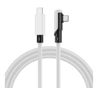 MMOBIEL VR Link Cable USB-C to USB-C for Meta Quest 3S / 3/2 / Pro, Pico 4 Ultra / 4 and PC/Steam VR 90 Degree Type-C Cable for Headset Gaming - 5m USB-C Charging Link - White