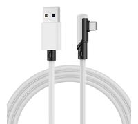 MMOBIEL VR Link Cable USB to USB-C for Meta Quest 3S / 3/2 / Pro, Pico 4 Ultra / 4 and PC/Steam VR 90 Degree Type-C Cable for VR Headset Gaming - 3m USB Charging Link Cable - White