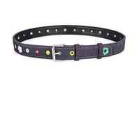 MMONY Women's Fashion Belt, Floral Elastic Waist Belt with Adjustable Buckle, Plaid Pattern for Jeans and Dresses, Red and Navy Blue (Denim Blue)