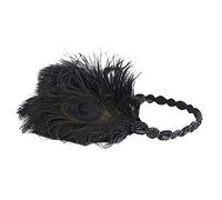 MMOOVV 1920s Flapper Headpiece Feather Headband Great Gatsby Headband 1920s… (Black)