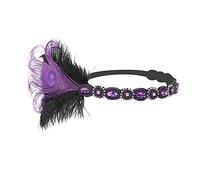MMOOVV 1920s Flapper Headpiece Feather Headband Great Gatsby Headband 1920s… (Purple)