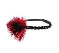 MMOOVV 1920s Flapper Headpiece Feather Headband Great Gatsby Headband 1920s… (Wine Red)