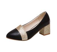 MMOOVV Black Shoes, Gold Shoes, Silver Shoes, Casual Shoes, Medium High Shoes, The Colour Design Is Not Monotonous Shoes for Spring and Summer, black, 6 UK
