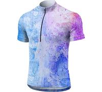 MMOOVV Comfortable and Fashion Trendy Slim Fit Summer Half Zip Gradient Pattern Cycling Top for Men Travel, White-a, XXXXX-Large
