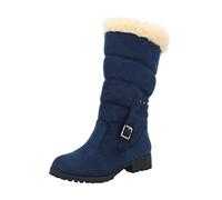MMOOVV Thick boots snow boots women's waterproof snow women's winter boots lined mid women's boots fashion warm, blue, 5 UK