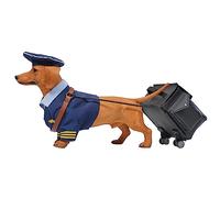 MMOS X JXK Aviator Dachshund Hound Dog Statue Resin Dog Figurine with Intricate Texture Details, Gift for Friends