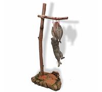 MMOS X JXK Fish-Stealing Black Cat with Fish Figurine Intricate Texture Details, Gift for Family