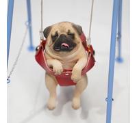 MMOS X JXK Pug on Swing Statue Pug Figurine for Desktop Decor Durable Polyresin with Intricate Details Gifts for Mom Birthday