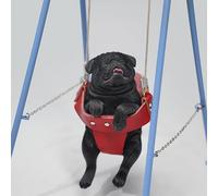 MMOS X JXK Pug on Swing Statue Pug Figurine for Desktop Decor Durable Polyresin with Intricate Details Gifts for Mom Birthday