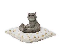 MMOS X JXK White Cat Sitting on Cushion with Intricate Texture Details, Gift for Friends