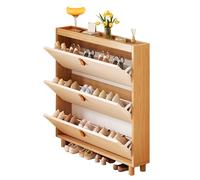 MMOU Free Standing Shoe Racks Cabinet with 3 Flip Drawers Narrow Shoe Cabinet Wooden Shoe Rack for Entryway, Hallway, Living Room (Size : 100 * 17 * 122cm)