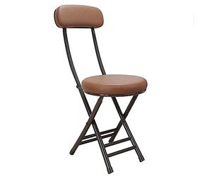 MMOU Stools to Sit On Folding with Backrest Padded Seat, Comfortable Foldable Chairs for Desk, Office, Dressing Table, Extra Seat Easy Fold and Storage for Any Room (Color : Brown-A)