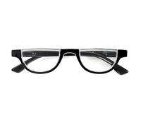 MMOWW Half Moon Reading Glasses for Women Men Mini Semi Half Frame Readers Blue Light Blocking with Spring Hinge (Black, +3.5)