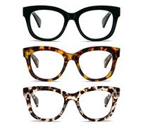 MMOWW Oversized Reading Glasses 3 Pack for Women Blue Light Blocking with Spring Hinge Computer Readers Ladies +1.5