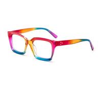 MMOWW Oversized Reading Glasses for Women - Anti Blue Light Glasses with Square Frame (Rainbow color, +1.0)