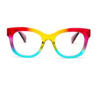 MMOWW Oversized Reading Glasses for Women Blue Light Blocking with Spring Hinge Computer Readers Ladies (Rainbow color, +3.5)