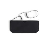 MMOWW Reading Glasses Metal Rectangle Clip-on Nose for Men Women with Pocket Leather Case Glasses with Flex-Fit Technology (Black, +2.0)