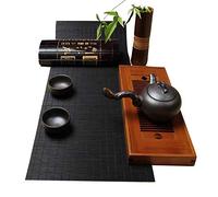 MMQGQ Black Natural Bamboo Woven Table Runner,simple Japanese Washable Placemat For Coffee Table Teahouse Tabletop Decor Tablemat(Size:50×180cm)
