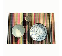 MMQGQ Colorful Striped Bamboo Woven Placemats,Anti-scalding Artistic Tea Mat,Coaster For Home Dining Coffee Table(Size:30×45cm)