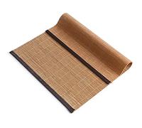 MMQGQ Japanese Style Bamboo Small Table Runner With Brown Cloth Farbic Border, Dining Table Insulation Placemats, Teahouse Decor Tea Mat(Size:30×40cm)