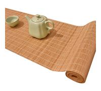 MMQGQ Japanese Style Bamboo Table Runner, Hand-woven Tablemat, Non-slip Home Kitchen Coffee Table Placemats, Natural Wood Color(Size:40×120cm)