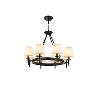 MMRTDJDR 3/6/8/10-Lights Chandelier with Fabric Shade Pendent Lighting Iron Metal Hanging Light for Bedroom Kitchen,Garage,Living Room, Dining Room (Color : Black, Size 8-Head