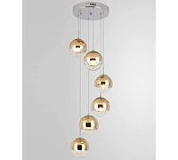 MMRTDJDR 6 Glass Chandelier for Living Room Minimalist Staircase Spiral Duplex Villa Creative Ceiling Lamp Bedroom Restaurant Bar Long Personality Pendant Light Made in China