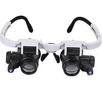 MMRTDJDR Adjustable Headband Head Mounted Magnifying Glass with Led Light 8X 15X 23X Magnifier Binocular Glasses Handsfree Magnifying Glasses for Reading, Loupe, Watch and Electro