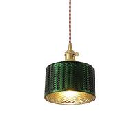 MMRTDJDR American Retro Style Ceiling Chandelier, E27 Screw Single Head Flush Mount Ceiling Light, Threaded Glass Pendant Lamp Shade, Bar Hotel Clothing Store Hanging Light