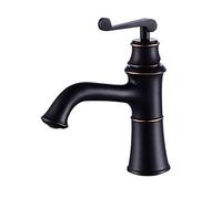 MMRTDJDR Antique Matte Black Solid Brass Basin Faucets Elegant Vintage Sink Hot Cold Water Tap Single Lever Full Copper Bathroom Mixer Faucet Deck Mounted Kitchen Waterfall Faucet(S)