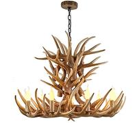 MMRTDJDR Antler Chandelier Lighting, Large Rustic Deer 9 Light, Ceiling Pendant Light Fixtures, E12 Base for Home Store (9 lamp arms + 9arms)