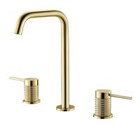 MMRTDJDR Basin Faucet Widespread Sink Faucets, Double Handle Hot and Cold Water Tap for Bathroom, Brass Finish