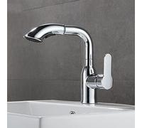 MMRTDJDR Basin Faucet with Pull Out Spray Retractable Swivel Hot and Cold Single Hole Bathroom Faucets-Chrome