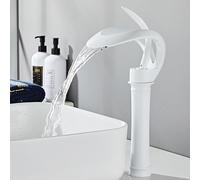 MMRTDJDR Bathroom Basin Faucet - Black Brass Sink Mixer Tap with Hot and Cold Waterfall Function
