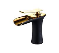 MMRTDJDR Bathroom faucets for Sink 1 Hole Vanity Faucet Waterfall tap Bronze Retro Black, B(Black A)