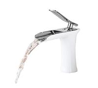 MMRTDJDR Bathroom faucets for Sink 1 Hole Vanity Faucet Waterfall tap Bronze Retro Black, B(White A)