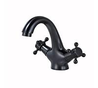 MMRTDJDR Bathroom Sink Faucet hot and Cold Water Double Handle Antique Brass Kitchen Vanity Single Hole,Antique(Nero)
