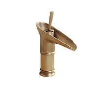 MMRTDJDR Bathroom Sink Faucet Vanity Single Handle one Hole faucets for 1 Antique Brass Waterfall Black, B(Antique A)