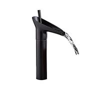 MMRTDJDR Bathroom Sink Faucet Vanity Single Handle one Hole faucets for 1 Antique Brass Waterfall Black, A(Antique B)